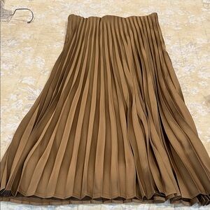 J. Crew Tan A-Line Pleated Skirt